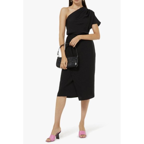 Vince Dresses & Skirts - VINCE Women’s One- shoulder Cascade Drape Dress In Black Size L